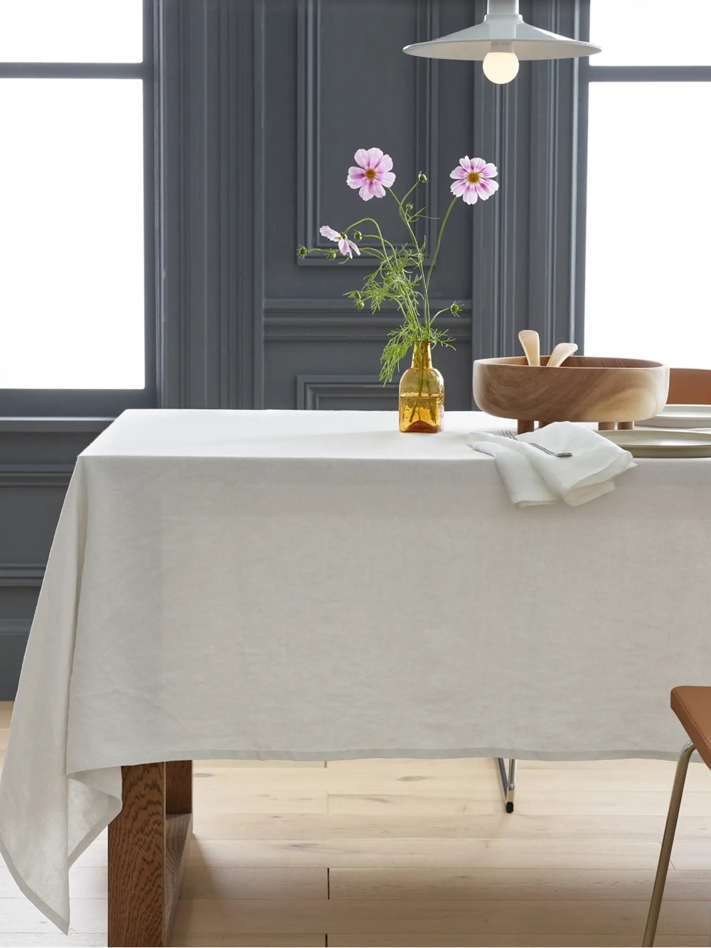 NWT QUINCE 70x108 European Linen Tablecloth White 9153